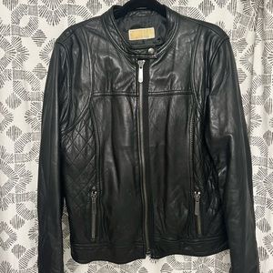 Michael Kors black leather moto jacket XL
